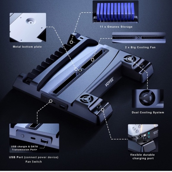 Vertical Cooling Fan Charging Play-Station 5/PS-5 - Picture 2 of 7